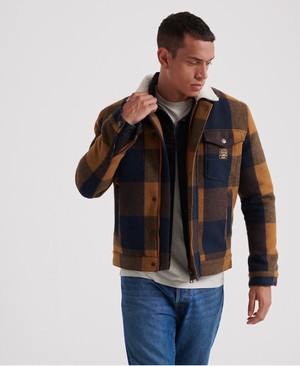 Superdry Hacienda Wool Check Férfi Kabát Sárga | YIZUC0326